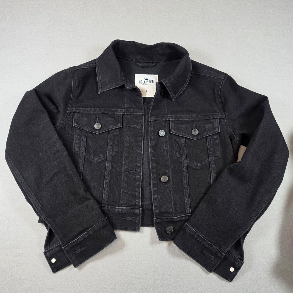 Hollister Jacket Size S Black Denim Trucker Jacket